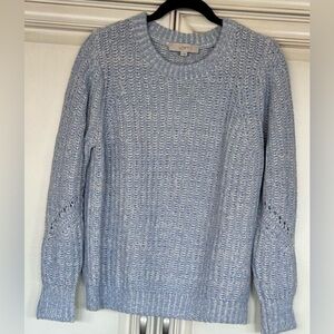 Ann Taylor LOFT Light Blue Chunky Knit Crew Neck Bulky Sweater M